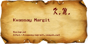 Kvassay Margit névjegykártya